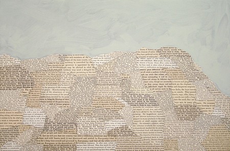 Matthew Cusick, Mound No. 1, 2006
Inlaid book pages and acrylic on wood panel, 12 x 18 in. (30.5 x 45.7 cm)
MCU-013