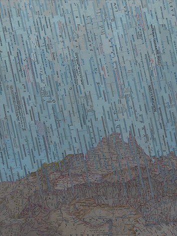 Matthew Cusick, Blue Rain, 2014
Inlaid book pages and acrylic on wood panel, 16 x 12 in. (40.6 x 30.5 cm)
MCU-015