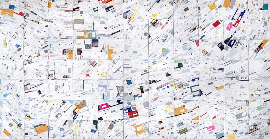 James Drake, Flocking Shoaling Swarming, 2016
envelopes mounted on archival paper, 133 x 264 in.
JDR-049