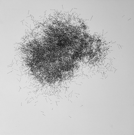 John Adelman, 9258 nails (from large salad bowl), 2017
Gel ink and acrylic on canvas, 32 x 32 in.
JAD-164