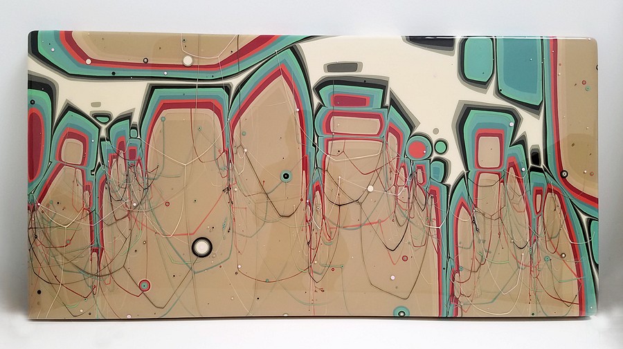 Kim Squaglia, Joyride, 2018
Oil, acrylic, and resin on panel, 24 x 48 in.
KSQ-045
