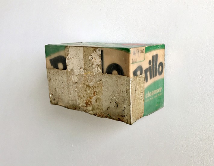Stuart Arends, Brillo, 2017
wax and silver leaf on found cardboard box, 3 x 5 x 2 3/4 in.
SAR-016