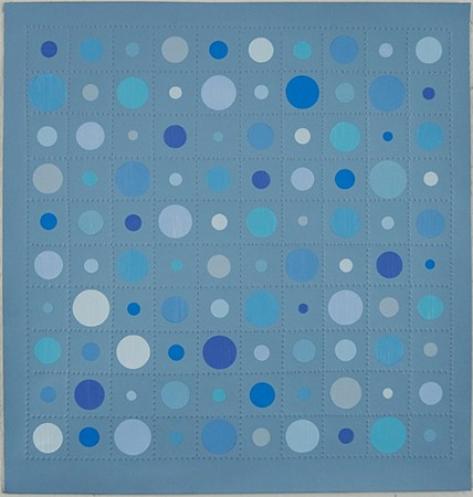 Christopher French, Base 10 (Blue Ground), 2006
Braille paper with oil and acrylic on linen, 11 1/2 x 11 in.
CFR-001