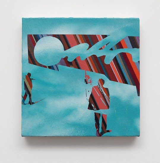 Kim Cadmus Owens, A not so Fixed Starting Point (head in clouds), 2017-2019
oil, enamel, and acrylic on canvas, 12 x 12 in.
KOW-070