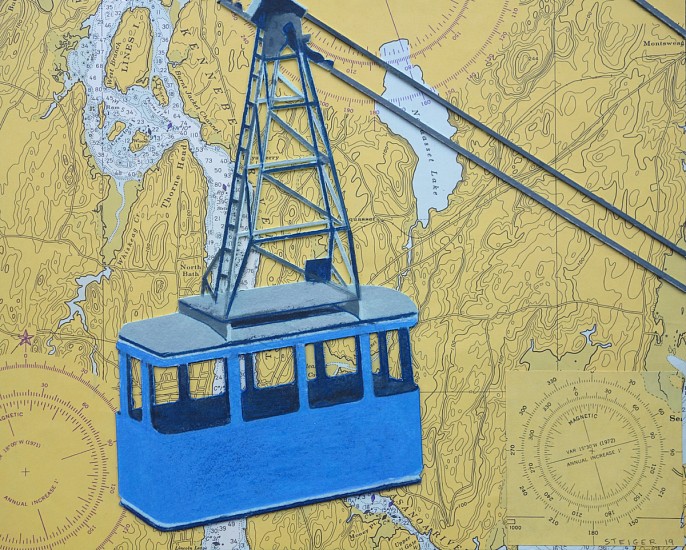 William Steiger, Blue Tramway, 2019
collage of found and cut linen pulp paint, vintage map, color pencil, glue, 8 x 10 in.
WST-067