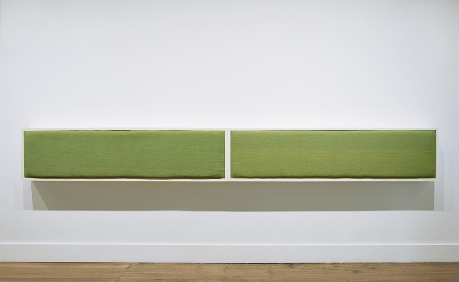 Ana Esteve Llorens, Untitled (A Long Horizontal Green), 2020
Hand woven cotton, jute, natural dyes, foam, poplar wood, paint, 16 1/4 x 64 1/4 x 6 in.
AEL-002