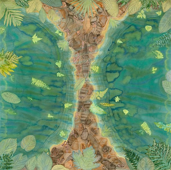 Liz Ward, Twin Pools, 2023
Watercolor, pastel, graphite, and collage on Japanese paper, 49 3/4 x 50 in.
LWA-017